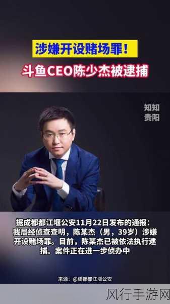 斗鱼CEO陈少杰被捕！公司运营面临重大考验