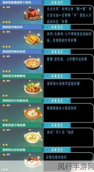 原神全食谱解锁攻略，探索与烹饪的奇妙之旅