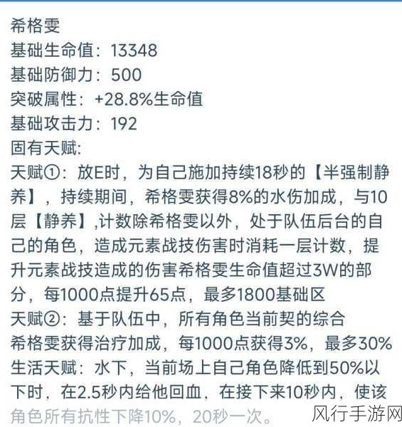 原神希格雯技能全解析，战技天赋最新财经爆料