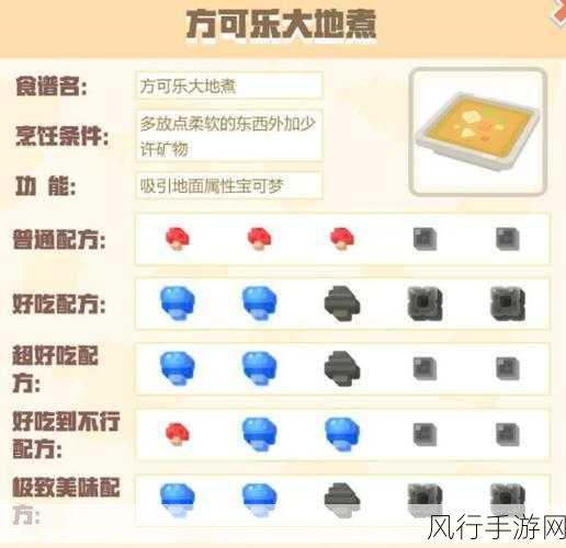 宝可梦大探险,方可乐青草汤食谱揭秘与吸引宝可梦策略
