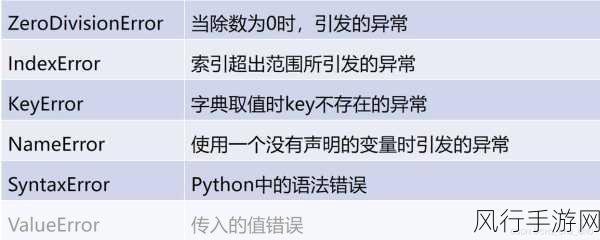 Python 异常处理中的常见错误类型全解析